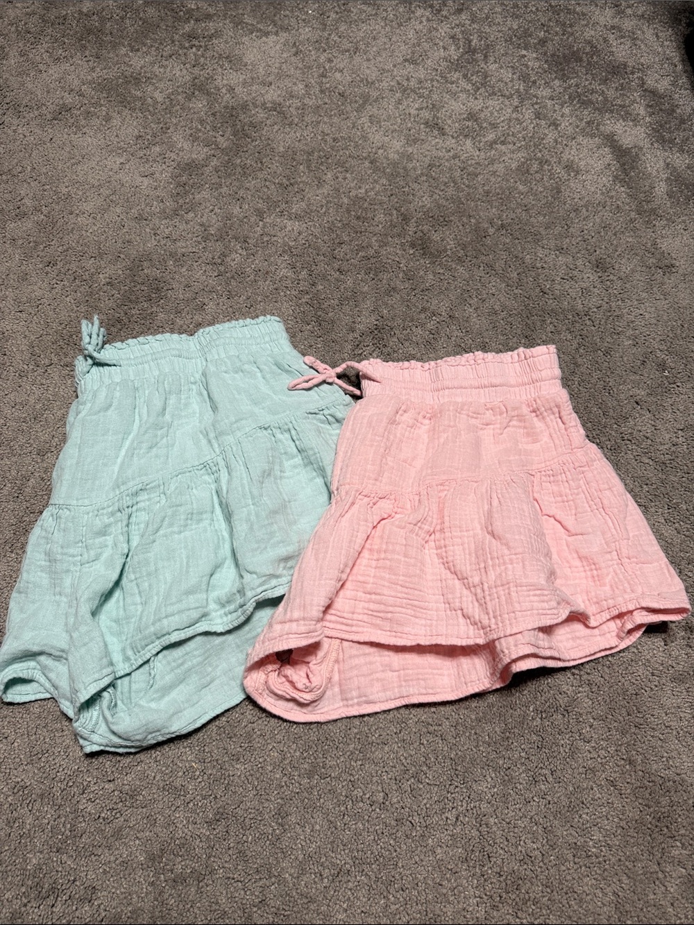 Aeropostale Women's Layered Gauze Shorts in Mint Green and Light Pink